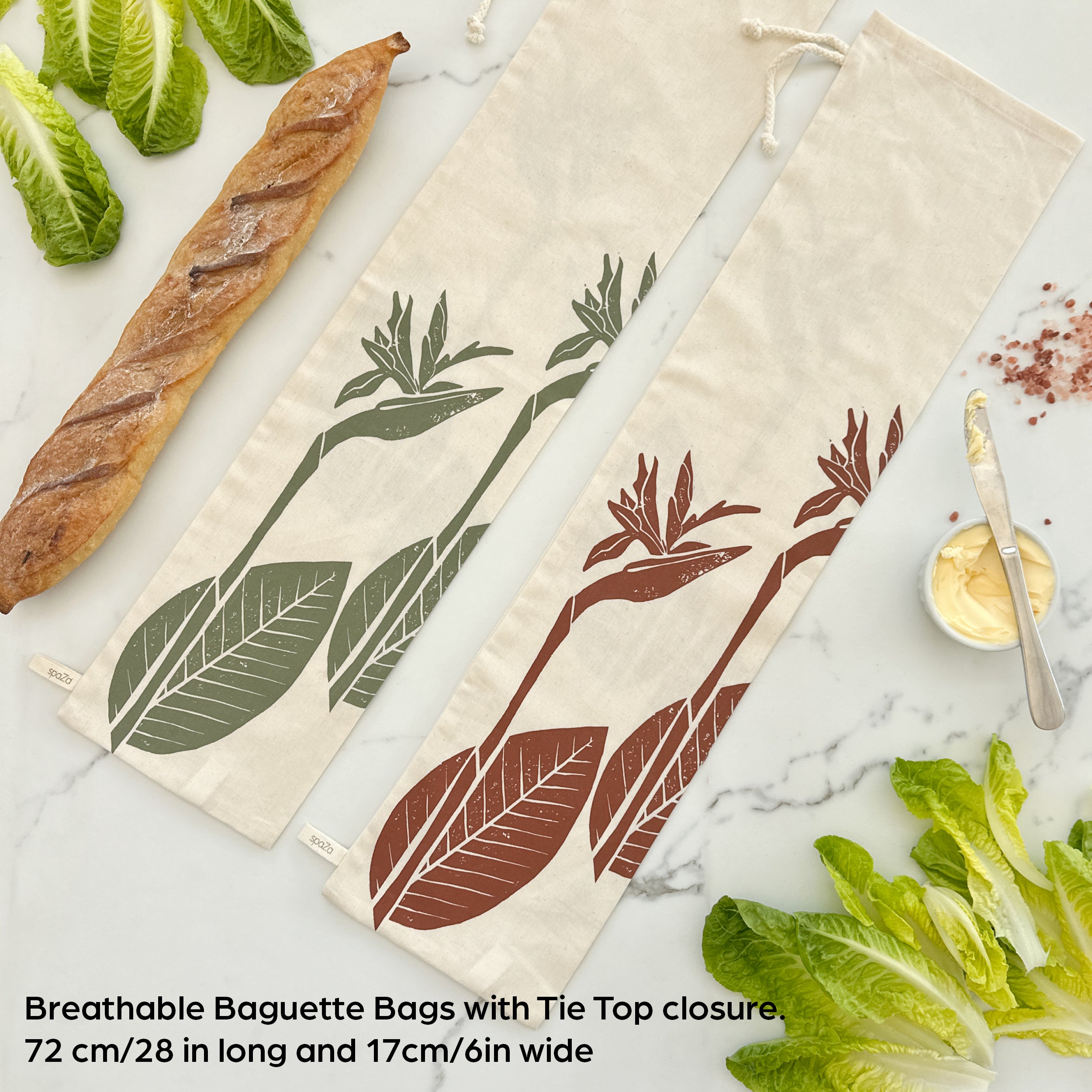 Baguette Bag Strelitzia | bread storage for crispy bread, large, great foodie gift