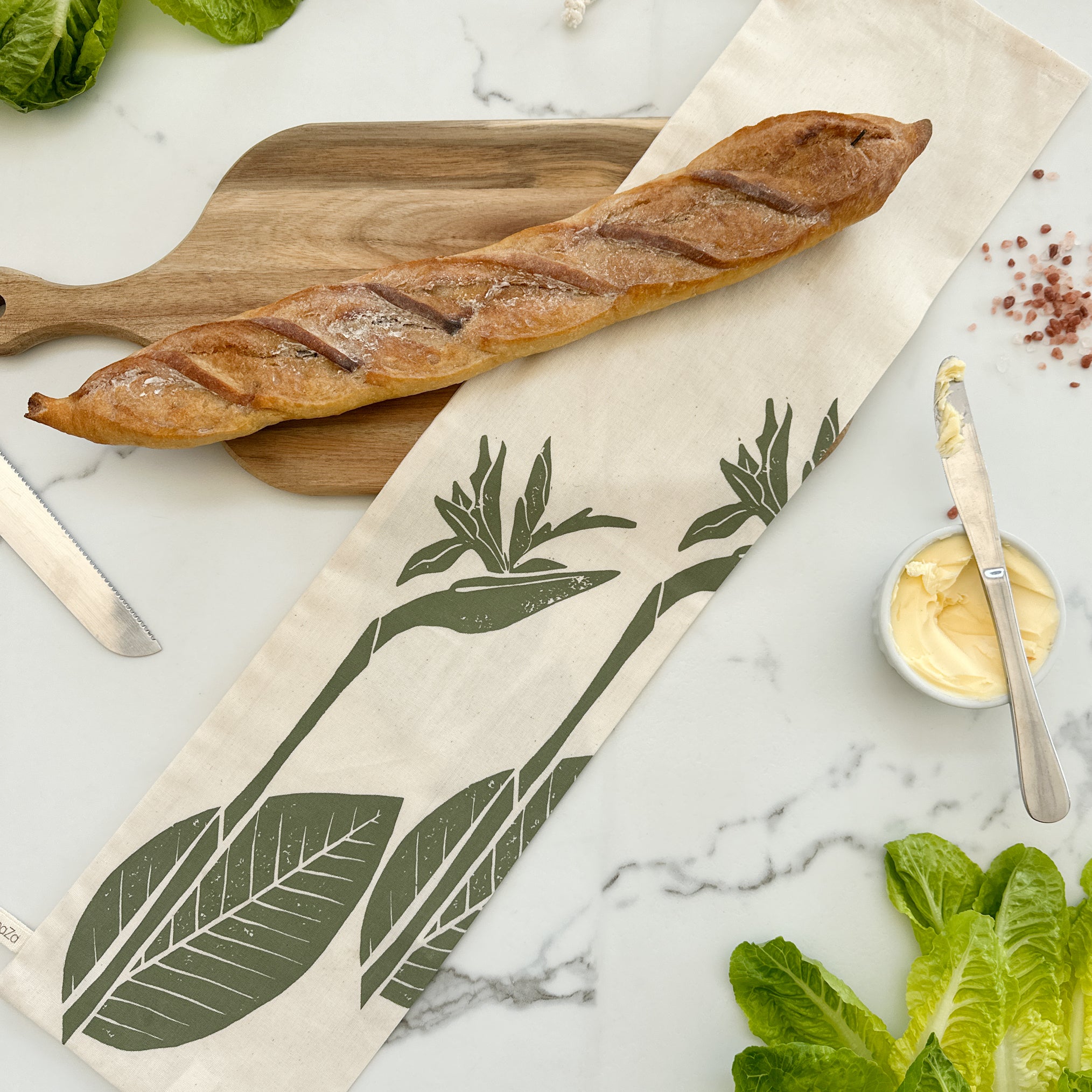 Baguette Bag Strelitzia | bread storage for crispy bread, large, great foodie gift