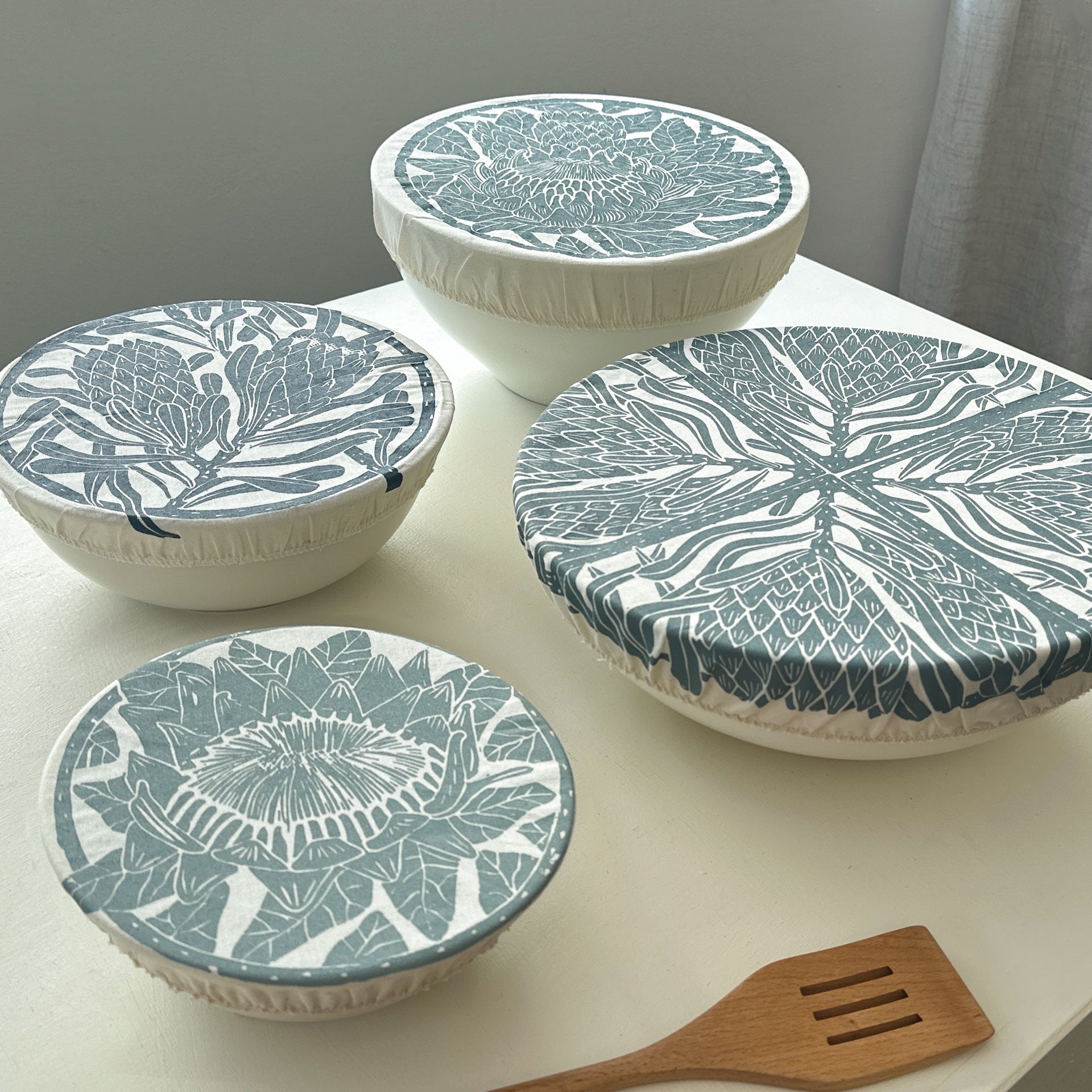 Dish and Bowl Cover Set of 4 | Protea Print