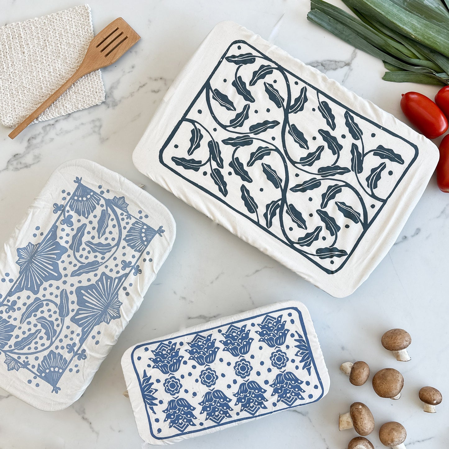 Dish Cover Rectangle Set of 3 | Protea Print