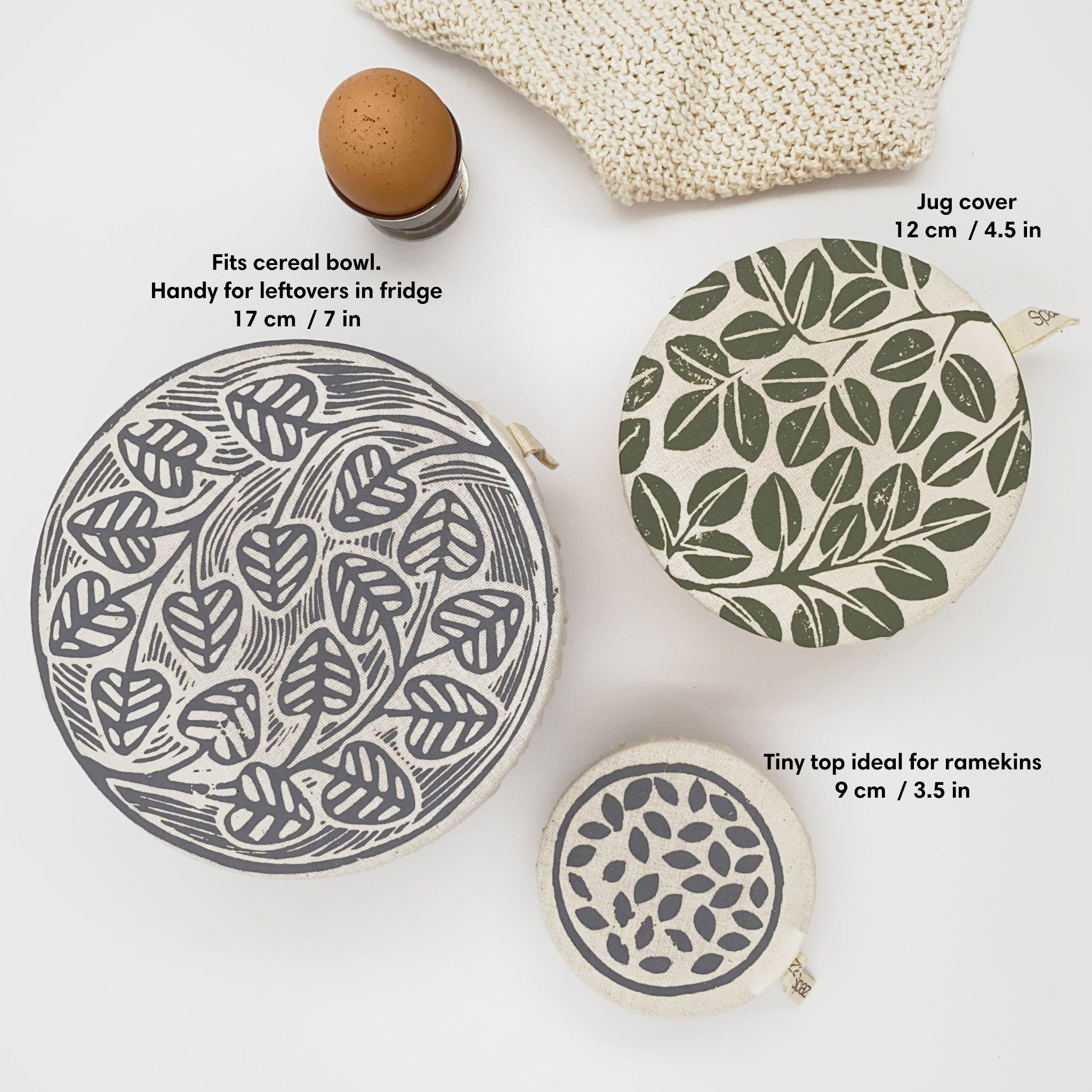 Dish and Bowl Covers Mini Set of 3 | variety of small sizes reusable fabric bowl covers