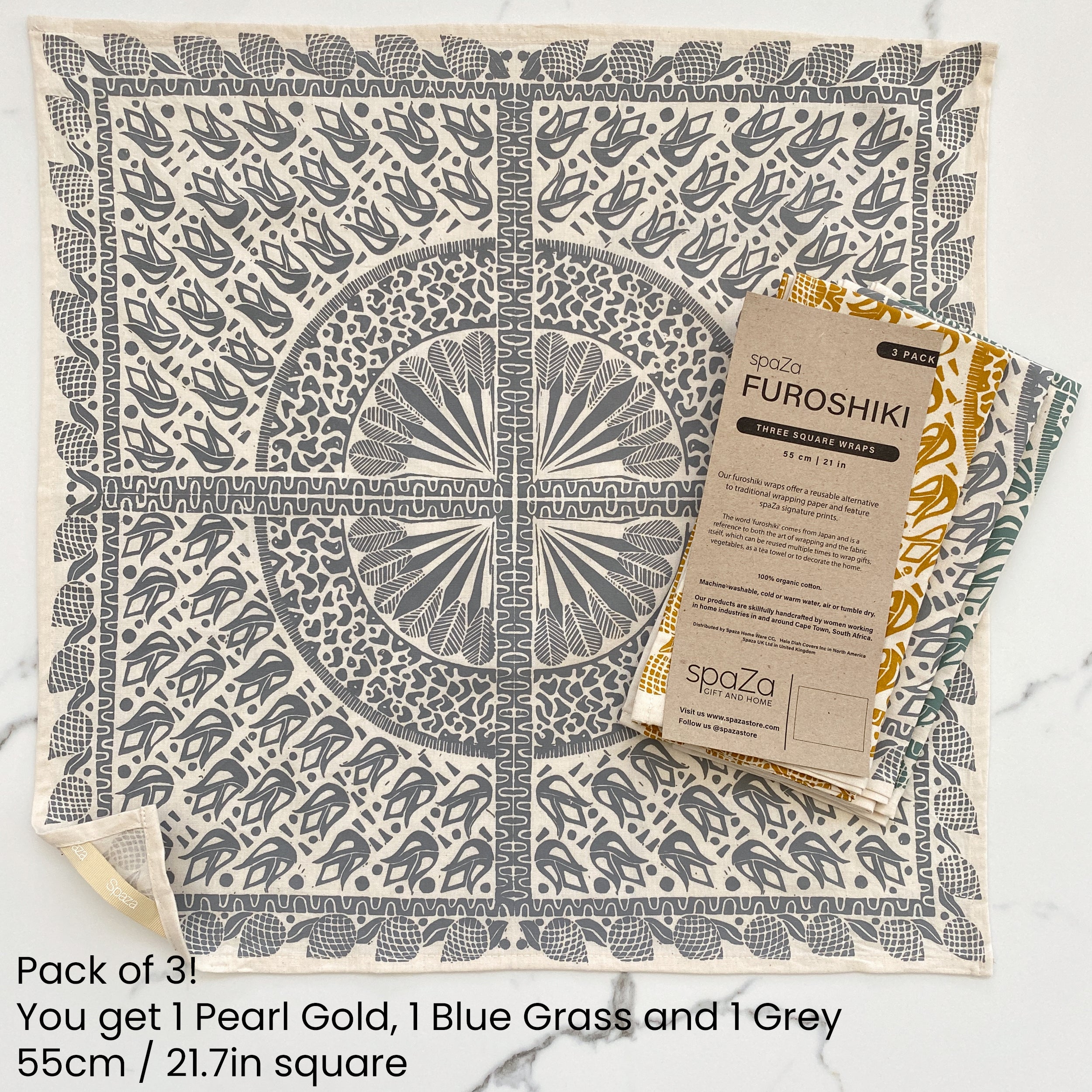 Furoshiki Vegetable Wrap Set of 3 Safari Print