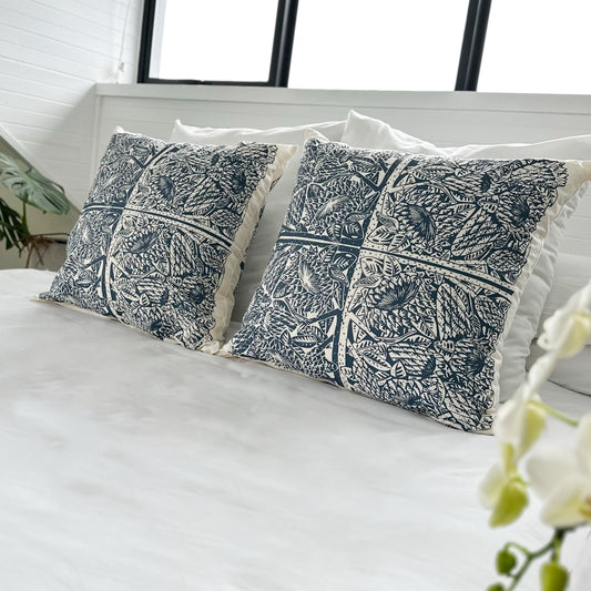 Cushion Cover 24" 60cm square | organic cotton green, blue, rose