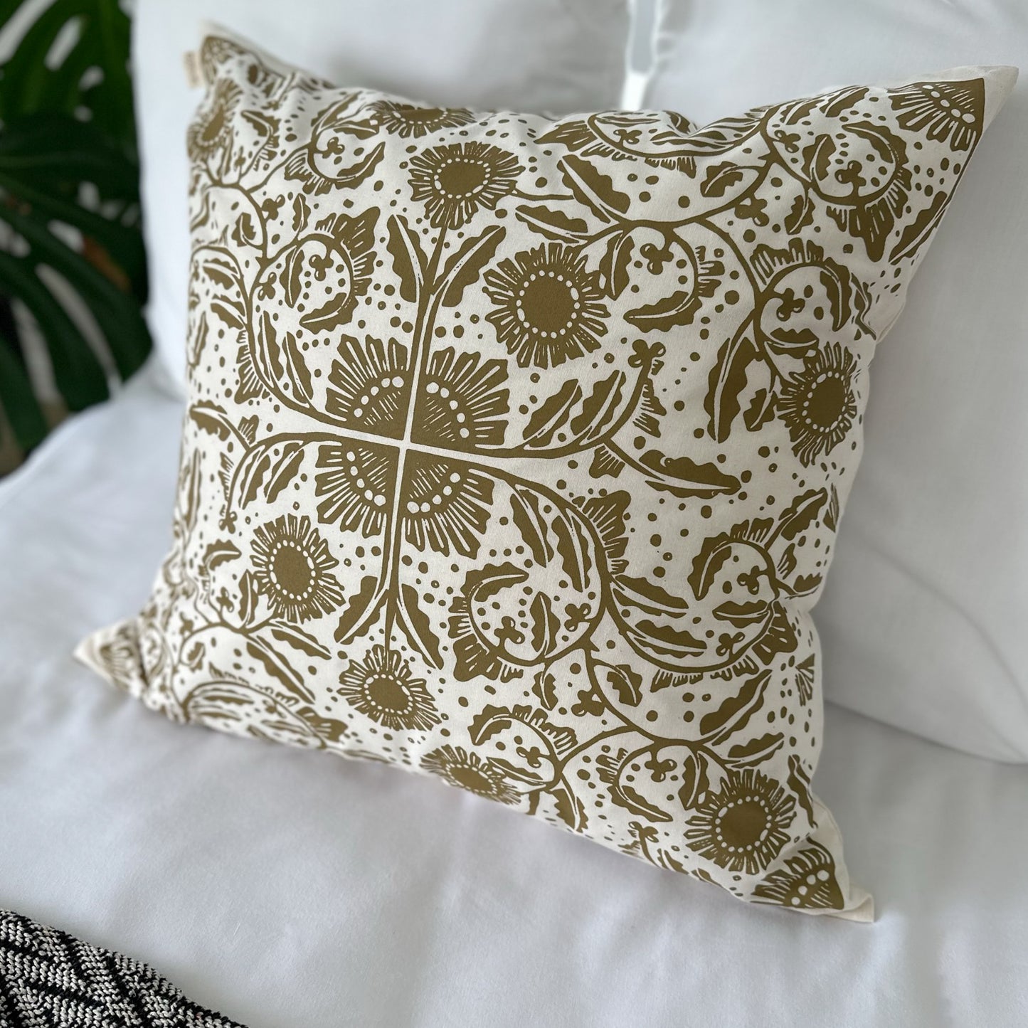 Cushion Cover 24" 60cm square | organic cotton blue, gold, red