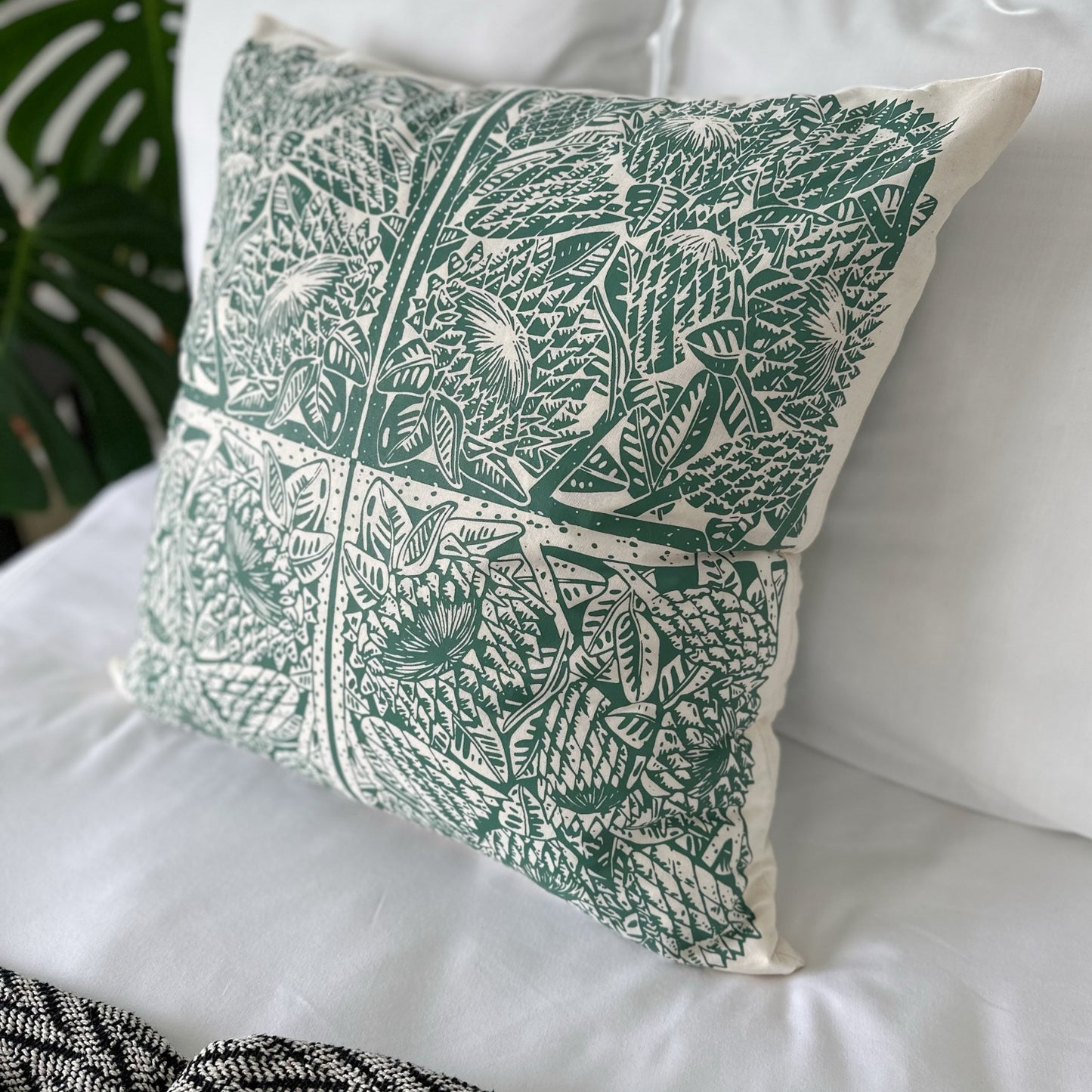Cushion Cover 24" 60cm square | organic cotton green, blue, rose