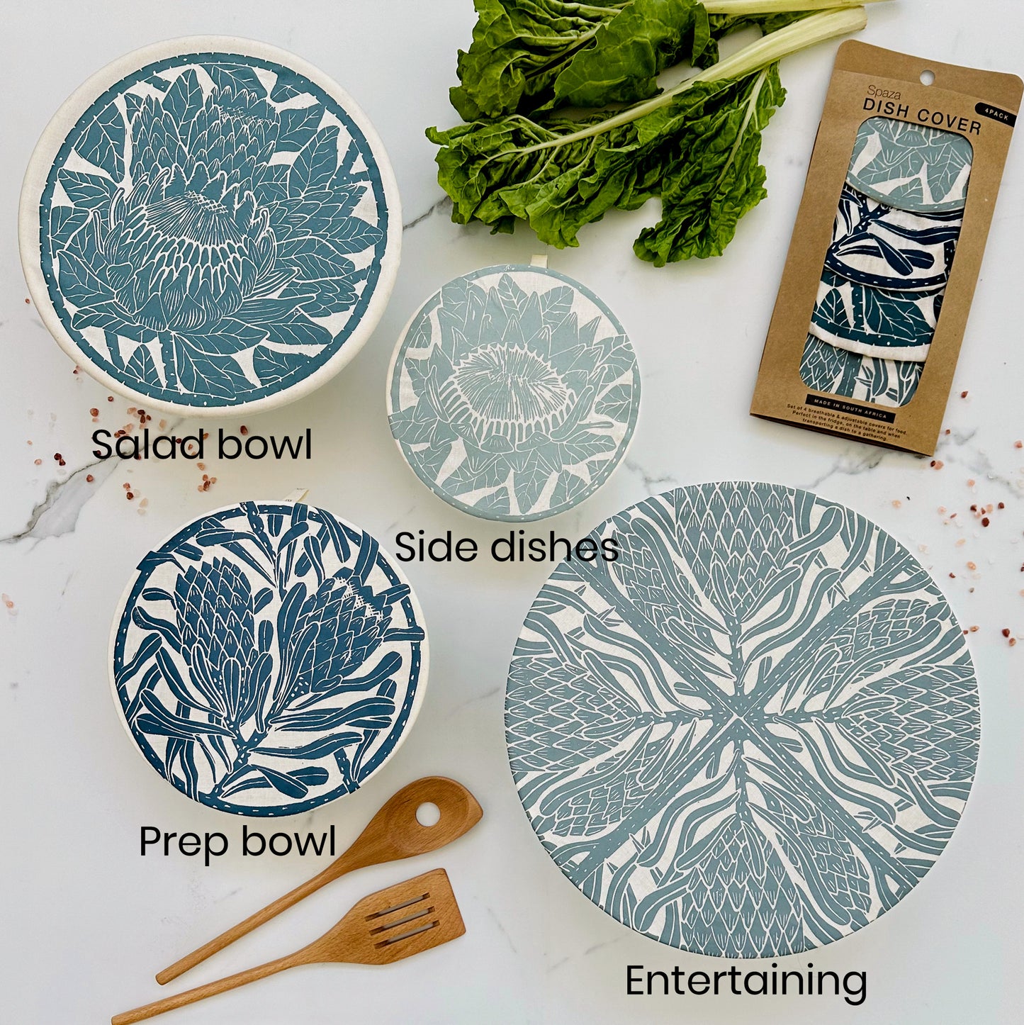 Dish and Bowl Cover Set of 4 | Protea Print