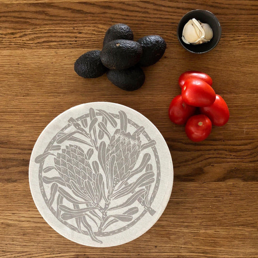 Dish and Bowl Cover Medium | Protea Print Fossil