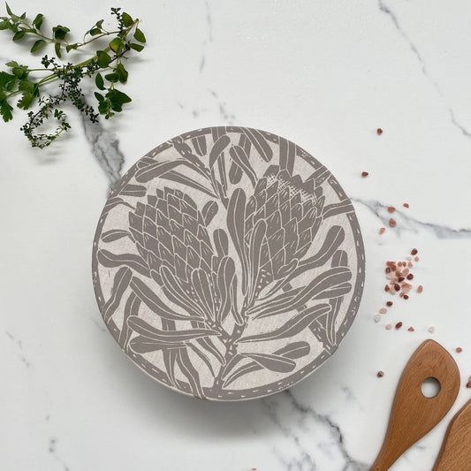 Dish and Bowl Cover Medium | Protea Print Fossil