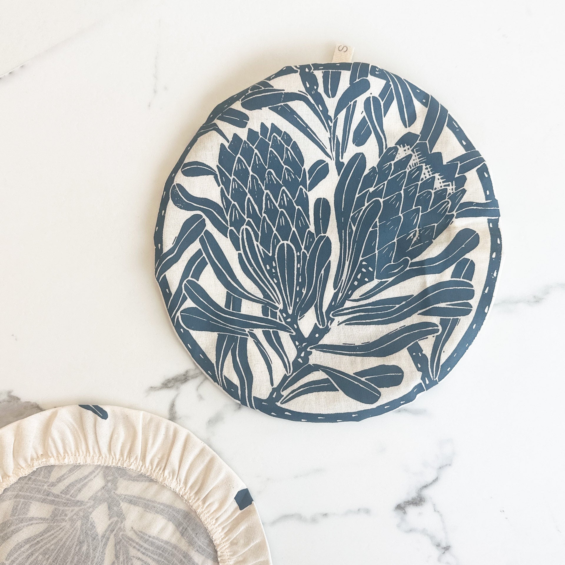 Dish and Bowl Cover Medium Protea Print | single bowl cover for medium salads and leftovers
