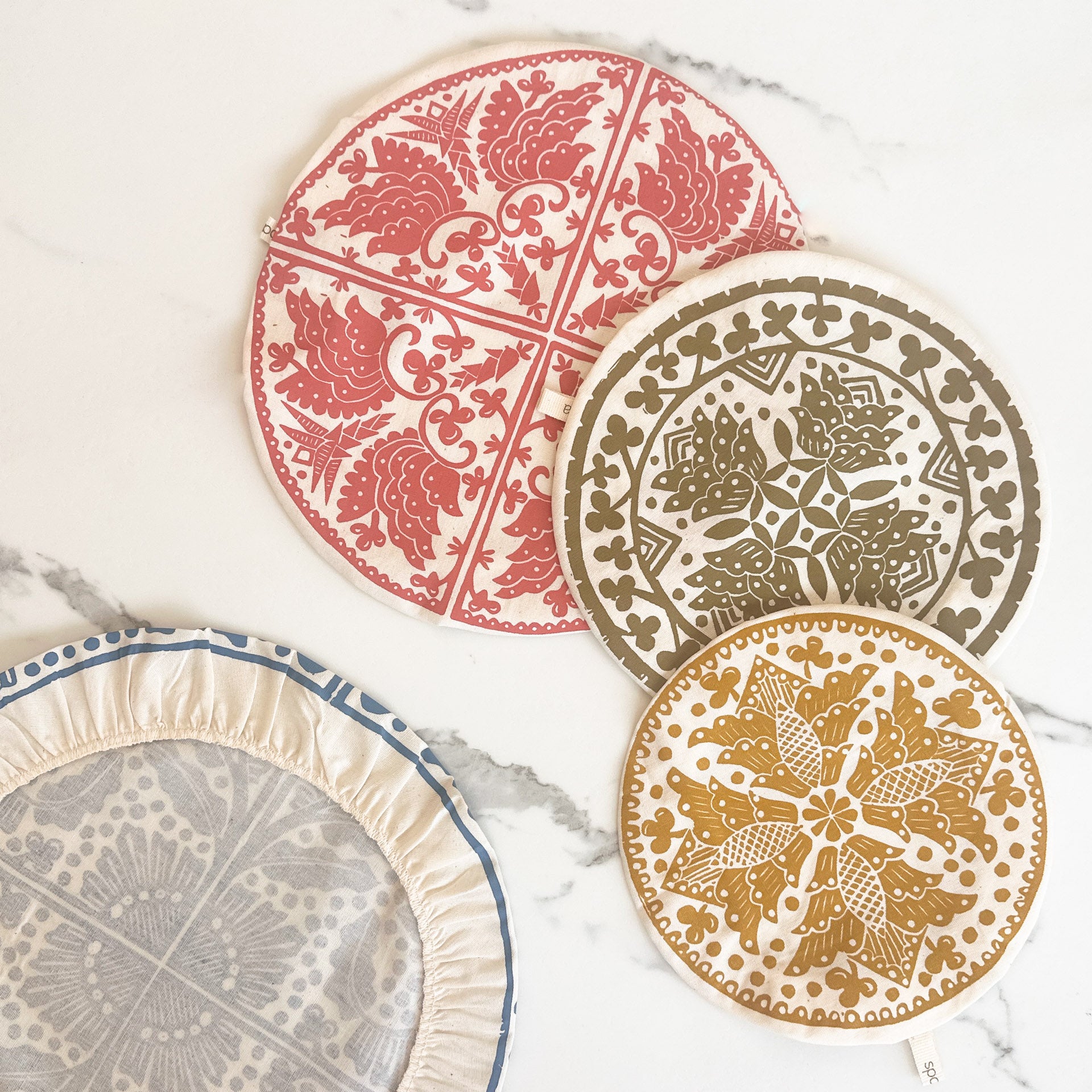 Dish and Bowl Cover Set of 4 Assorted Sizes Organic Cotton Madiba Print