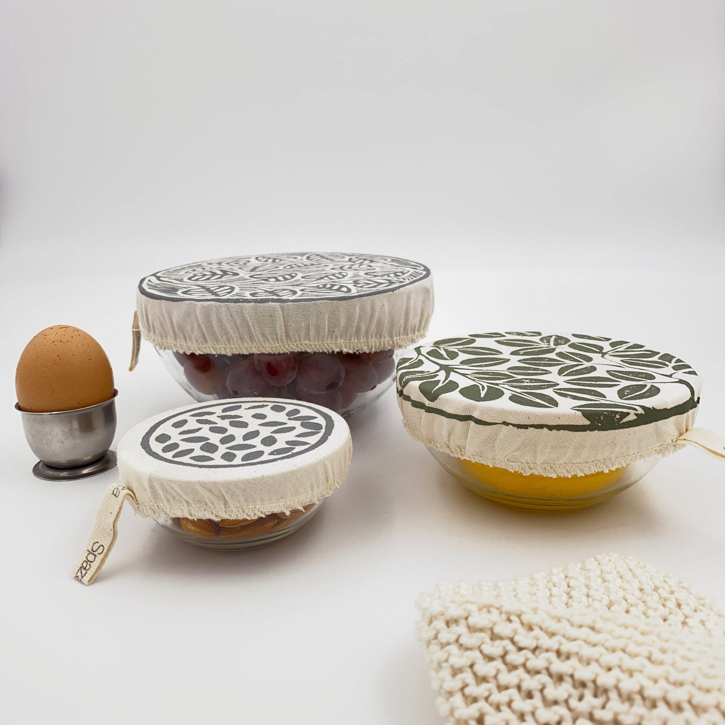 Dish and Bowl Covers mini set of 3 : variety of small sizes reusable fabric bowl covers - spaza.store.com
