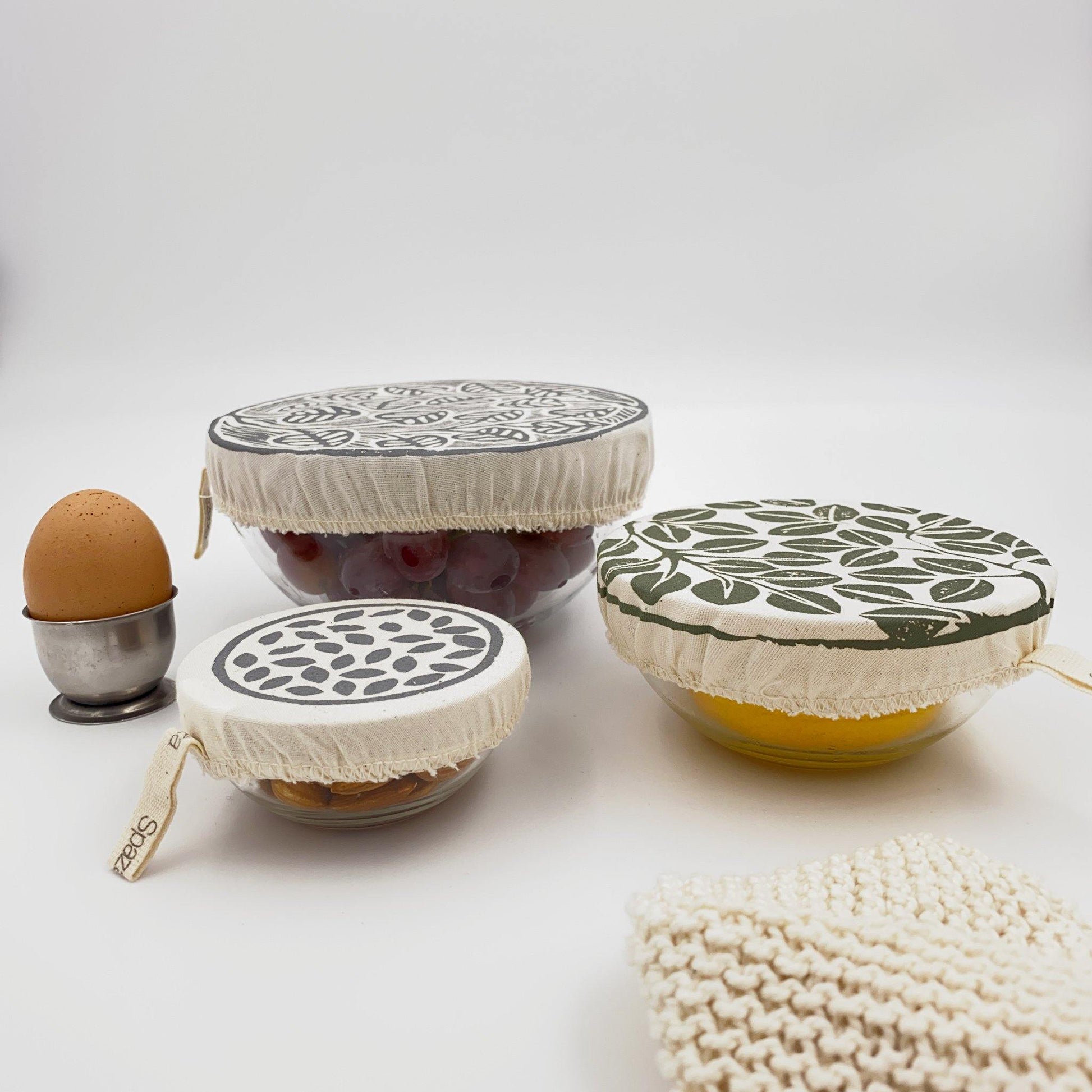 Dish and Bowl Covers mini set of 3 : variety of small sizes reusable fabric bowl covers - spaza.store.com