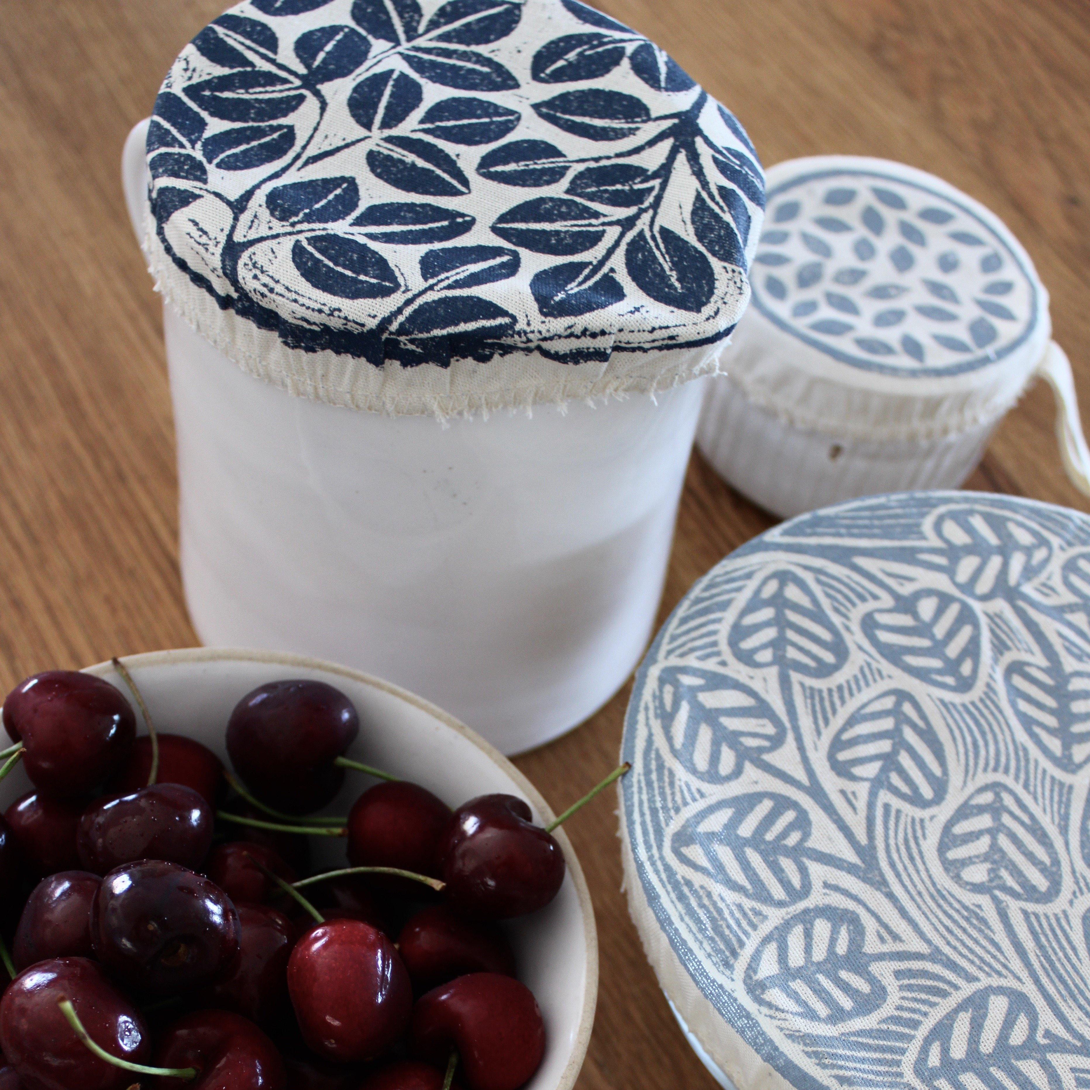 Dish and Bowl Covers mini set of 3 : variety of small sizes reusable fabric bowl covers - spaza.store.com