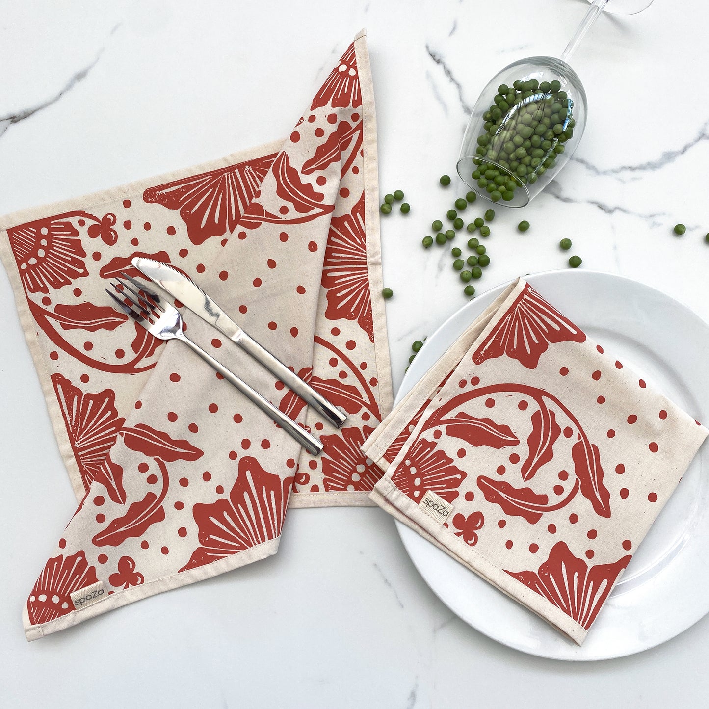 Cotton Table Napkins Red, Navy, Gold | Madiba Print