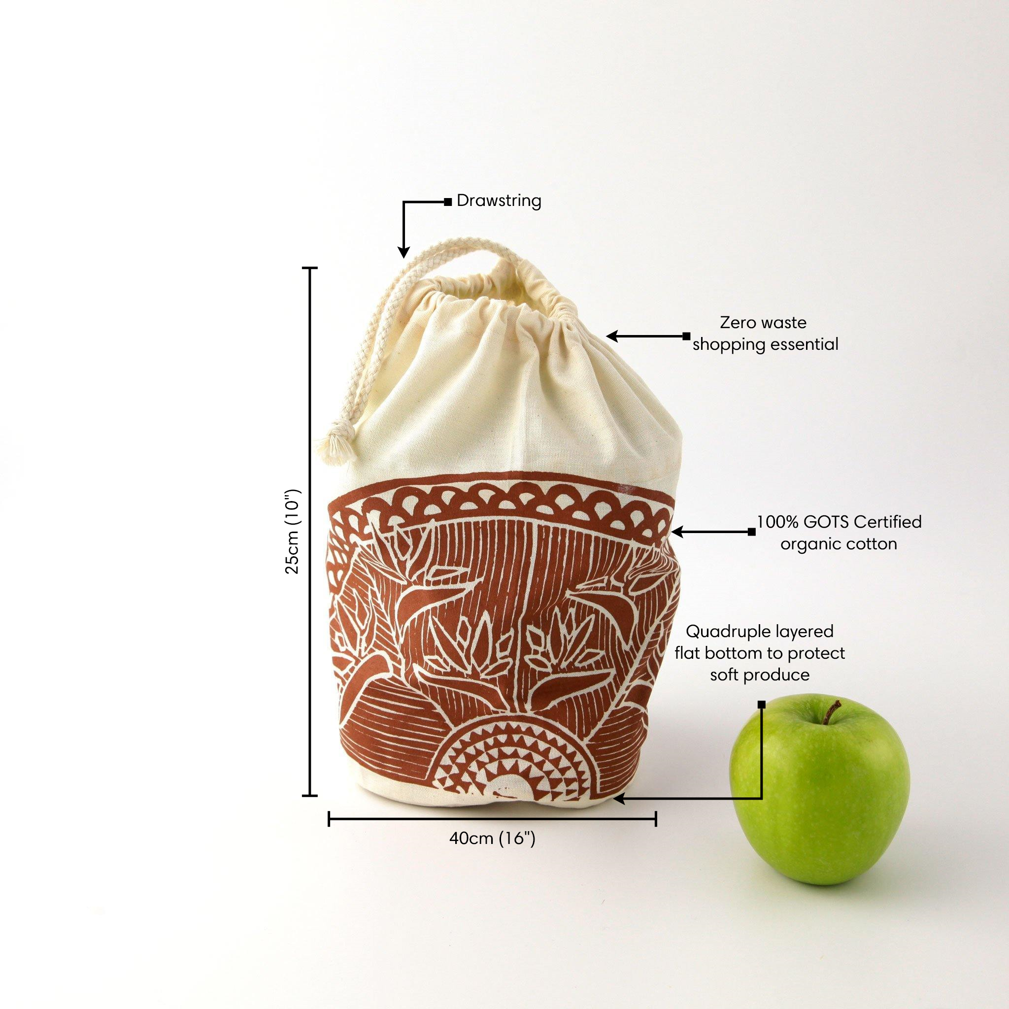 Produce Bag Tall | fabric veggie bag reusable shopping bag for fruit and vegetables